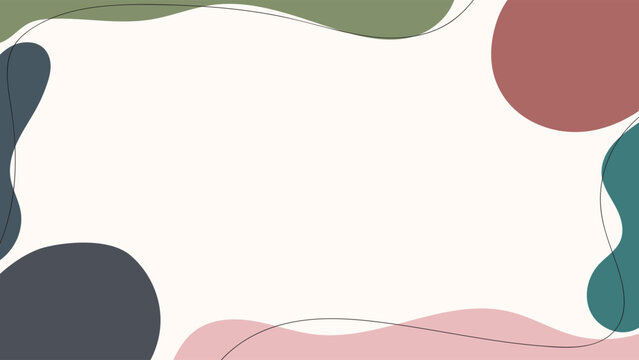 Illustration Abstract Background with Hand Drawn Organic Shapes Modern Minimal Style Flat Orange Blue Pink Green Colorful Design Vector. Ideal for Social Media, Website Banner, Presentation, Branding 