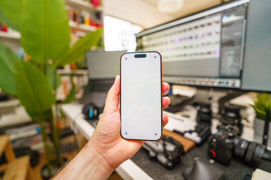 smartphone blank screen mockup workspace