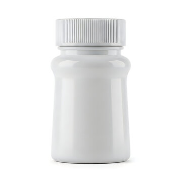 Empty white pill bottle with cap