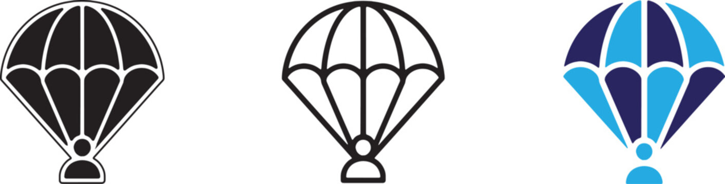 Set of parachute icons, parachute sign vector illustration