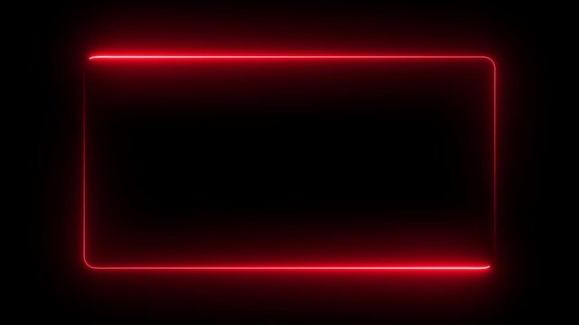 glowing neon square rectangle picture frame icon animation shape frame rotation footage round border frame movement photo frame neon box.4k video