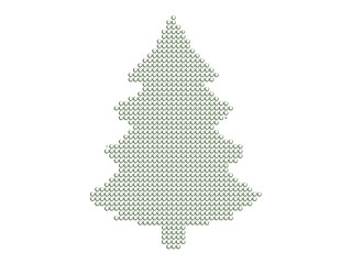 Pearl Christmas tree isolated on white background, silver bead fir tree shape, festive holiday decoration element for winter greetings © X Land 