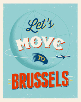 Vintage vacations poster - Let's move to Belgium.