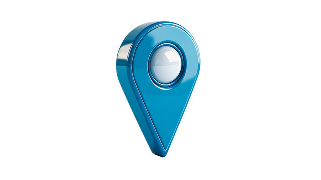 Blue plastic three dimensional location pin map marker isolated on transparent background
