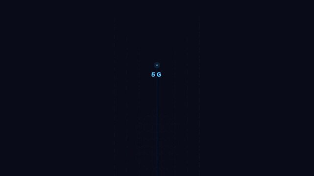 5 g network technology hud animation: futuristic data transmission and connectivity digital background