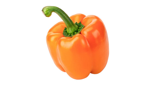Fresh ripe orange bell pepper vegetable isolated on transparent background