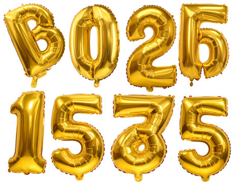 Gold number balloons 1 5 7 8 0 2 5 3, celebration and event symbols