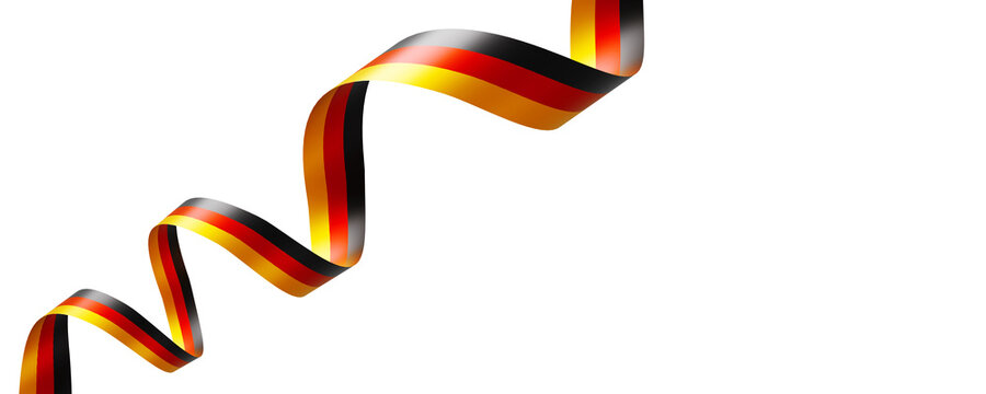 Germany flag ribbon isolated on transparent background with copy space 3D render