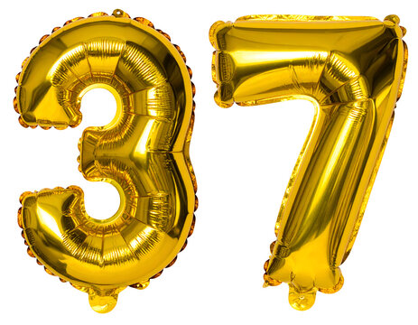 Golden balloons number 37 for birthday celebration