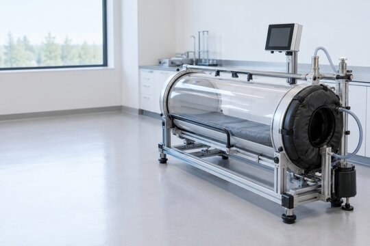 Lower body pressure chamber waits in a clinical lab