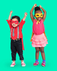 Full body portrait of little kids in a casual superhero costume © Rawpixel.com
