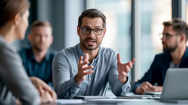 Diverse Business Team Collaborating in Modern Office