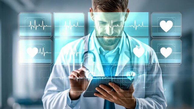 Doctor Holding Tablet with Digital Health Data