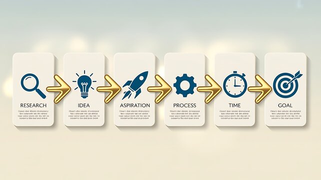 Business Process Infographic with Six Stages and Strategy Icons