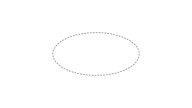Dotted line flat  black circle frame animation on white background. Animation of a dotted line flat circle path from left to right point 4k motion video.