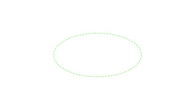 Dotted line flat green circle frame animation on white background. Animation of a dotted line flat circle path from left to right point 4k motion video.