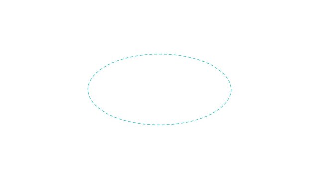 Dotted line flat sayn circle frame animation on white background. Animation of a dotted line flat circle path from left to right point 4k motion video.