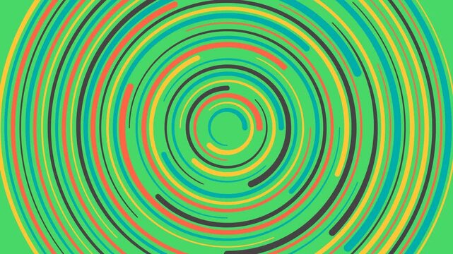 Motion graphic quantum vortex zoom. Rotational line colorful zoom