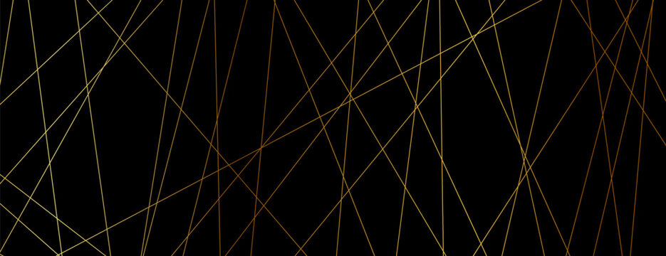 Elegant premium black backdrop with a metallic golden chaotic lines texture