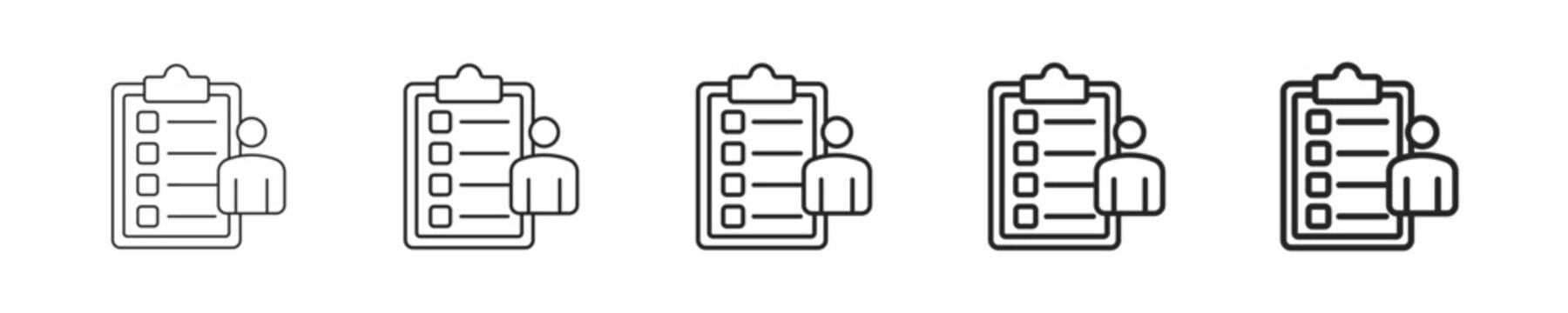 Survey vector icon in minimalist line style. Clean editable stroke illustration with geometric design and monochrome appearance, isolated on white background