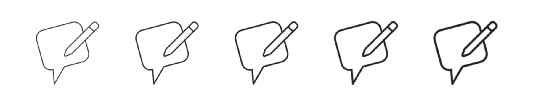 Feedback vector icon in minimalist line style. Clean editable stroke illustration with geometric design and monochrome appearance, isolated on white background