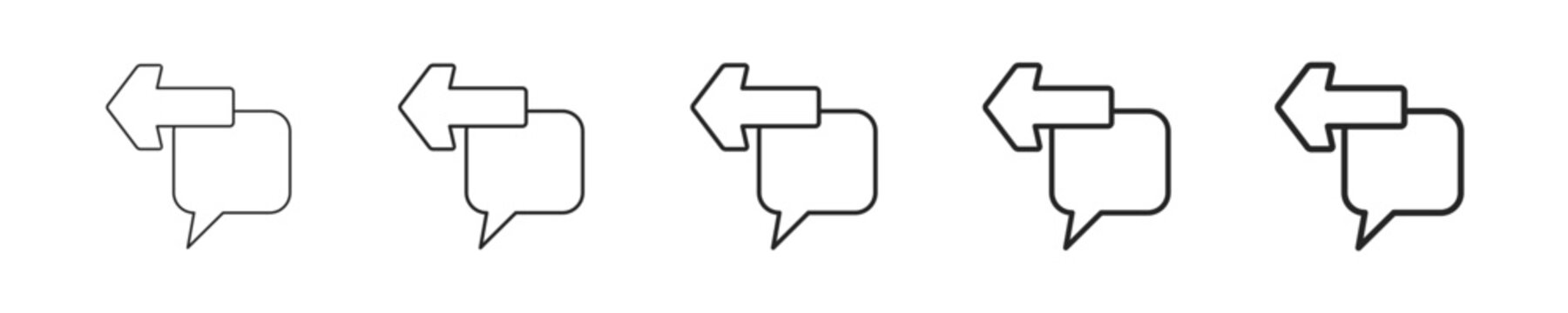 Response vector icon in minimalist line style. Clean editable stroke illustration with geometric design and monochrome appearance, isolated on white background