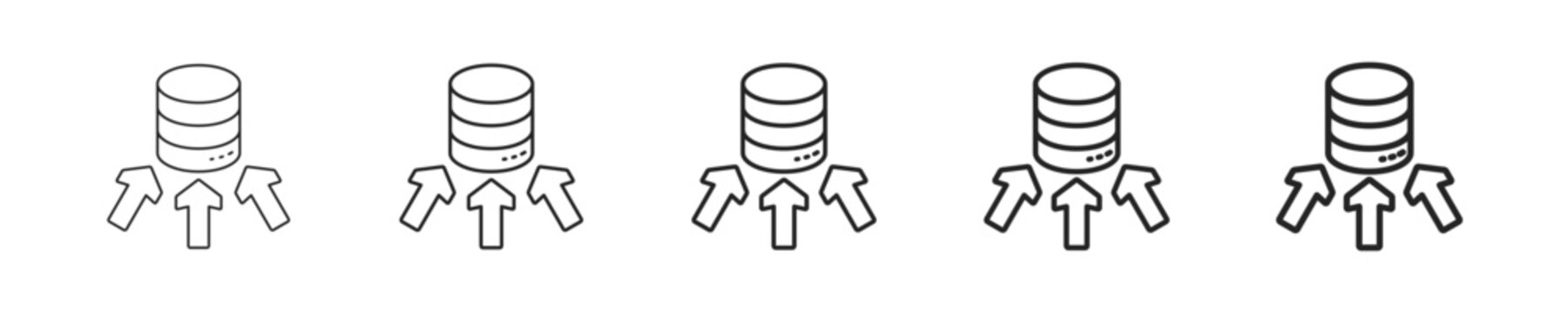 Data Collection vector icon in minimalist line style. Clean editable stroke illustration with geometric design and monochrome appearance, isolated on white background