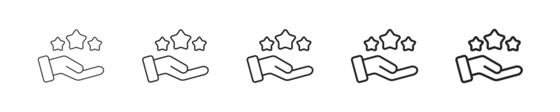 Satisfaction vector icon in minimalist line style. Clean editable stroke illustration with geometric design and monochrome appearance, isolated on white background