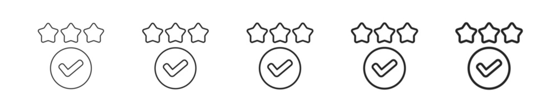 Rating vector icon in minimalist line style. Clean editable stroke illustration with geometric design and monochrome appearance, isolated on white background