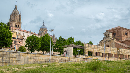 Fototapeta premium Iglesia de Santiago y campanario de la catedral de Salamanca, España