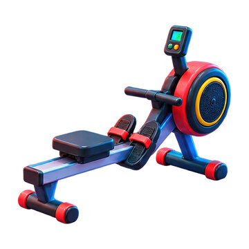 Modern rowing machine for home fitness training isolated on a clean white background studio shot