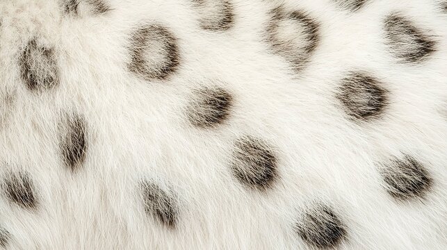 Detailed shot of a snow leopard's soft, patterned fur, close-up on rosettes