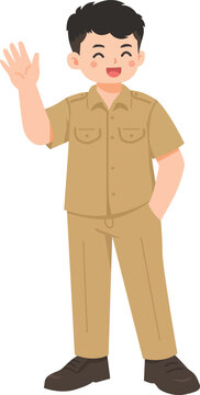 young man with hands up
