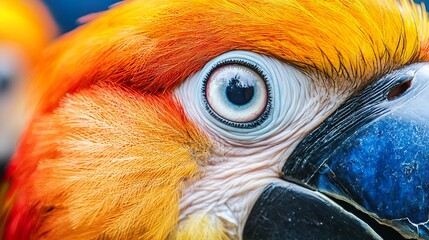 Fototapeta premium Detailed shot of a toucan's vibrant eye, clear, intelligent gaze