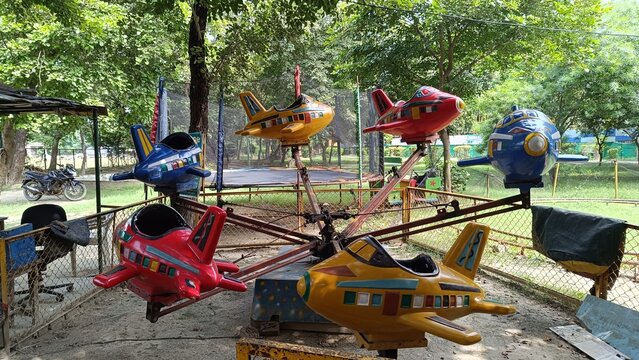 A picture of childrens playing equipment in city forest park