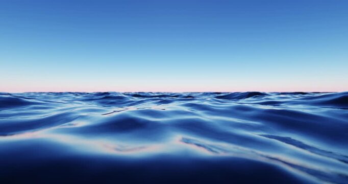 Beach and wave with blue sky background. Nature and summer concept. 3d render.	