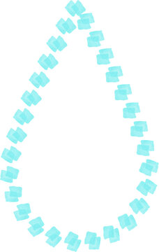 Cyan Blue Teardrop Name Tag Border Design