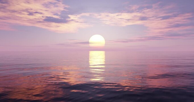 Beach and wave with sunset sky background. Nature and summer concept. 3d render.	