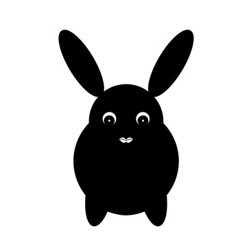 Cute Black Bunny Rabbit Character Mascot Graphic Element.