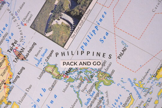 Pack and Go note on a map of the Philippines