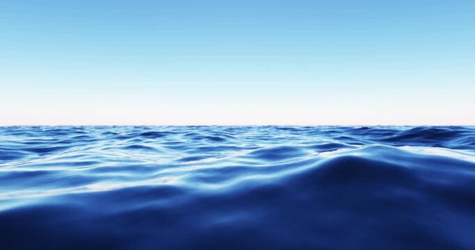 Beach and wave with blue sky background. Nature and summer concept. 3d render.	