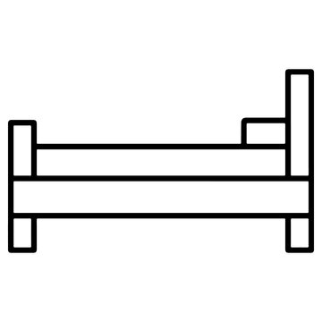 Minimalist bed icon with simple headboard during daytime isolated on white background