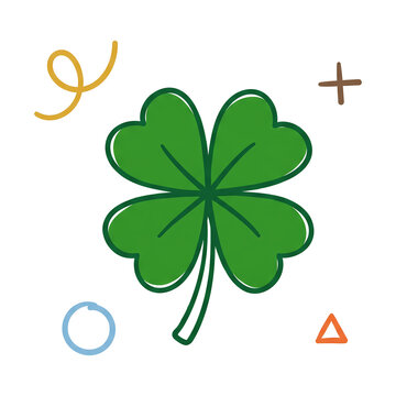 Cute four leaf clover vector illustration on transparent background