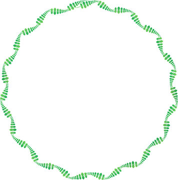 Green wavy circular border frame