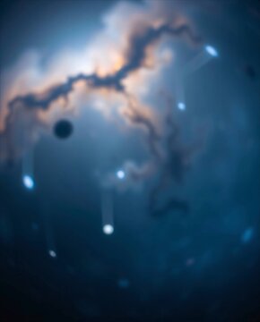 Vast deep space nebula with glowing stars and cosmic dust clouds.