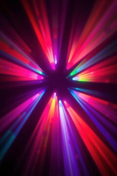 Vibrant Abstract Colorful Light Rays Radiating From Central Point.