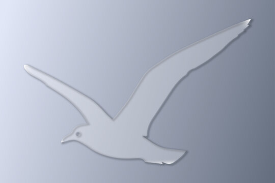 Minimalist flying bird silhouette from a modern glass morphism set design collection