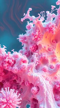Vibrant Pink Coral Colony Underwater Close Up.