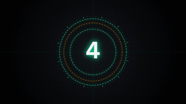 Futuristic countdown timer HUD animation with digital interface