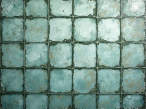 Weathered Green Glass Tile Grid Texture.